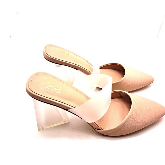 New York & Company Winifred Women's Vinyl Strap Heeled Mules - Size 7 - Picture 2 of 12